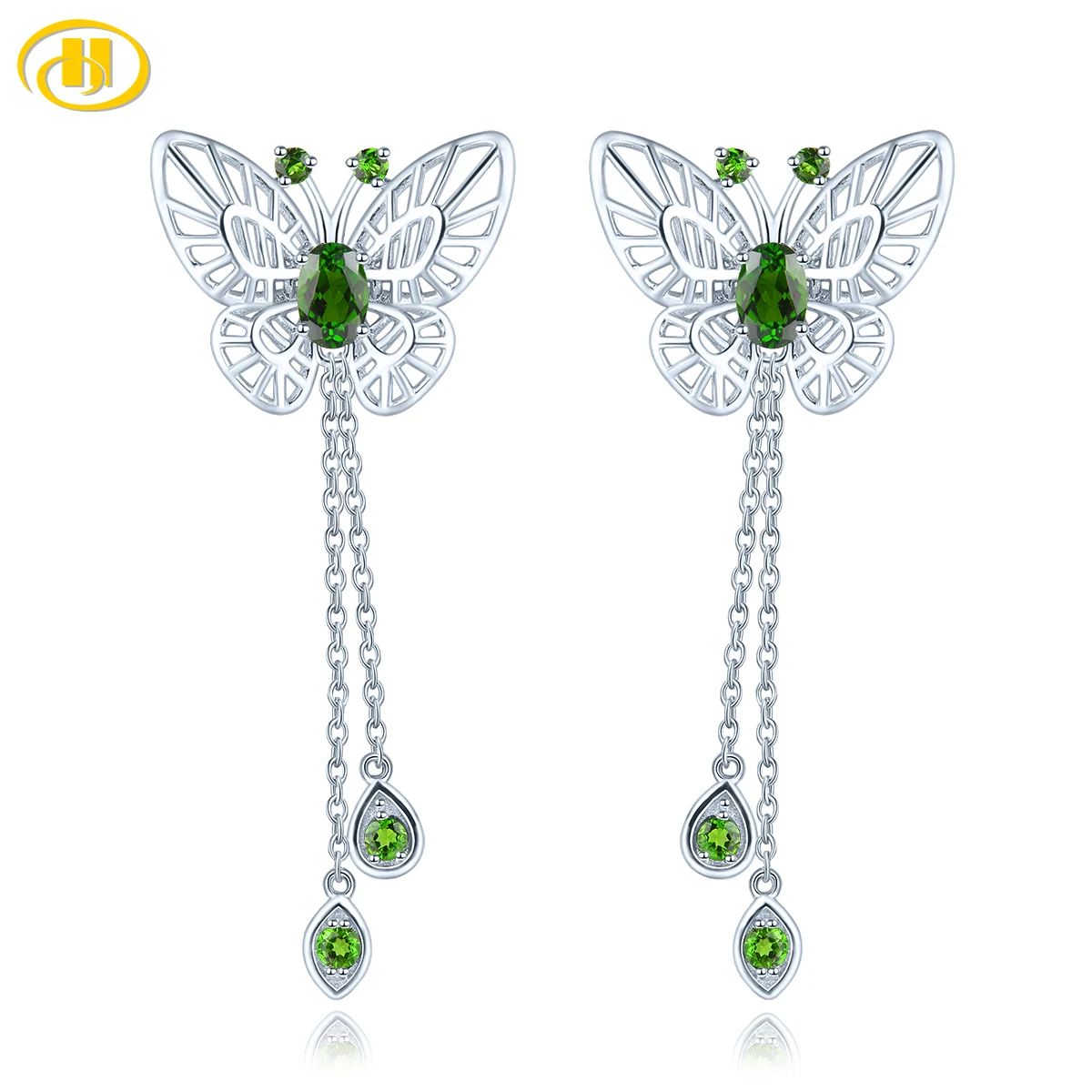 

Natural Chrome Diopside Silver Stud Earring 1.53 Carat Original Unique Design Romantic Style Jewelry for Wedding Engagement