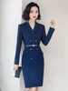 Formal Elegant Slim Hips Dresses for Women Business Work Wear Dress Professional Ladies Office Beauty Salon Vestidos with Belt ► Photo 2/6