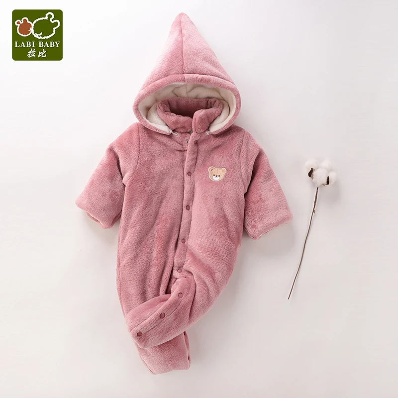 LABIBABY/Детские ползунки с капюшоном мягкий фланелевый комбинезон для девочек и