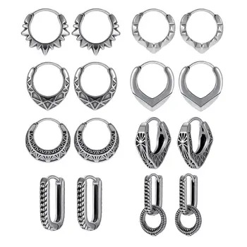 

ZS Stainless Steel Earrings Punk Rock Pierc Ear Rings For Men Women Pop Ear Piercing Jewelry 316L Steel Earring Rings and Studs