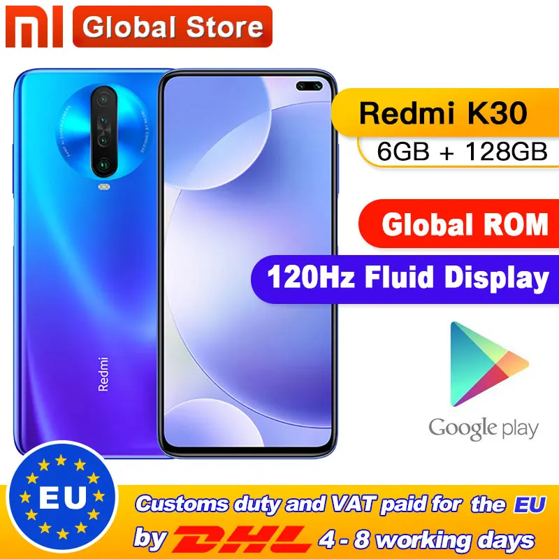 

Global ROM Original Xiaomi Redmi K30 6GB 128GB 4G Smartphone Snapdragon 730G Octa Core 64MP Camera 120HZ Fluid Display 4500mAh