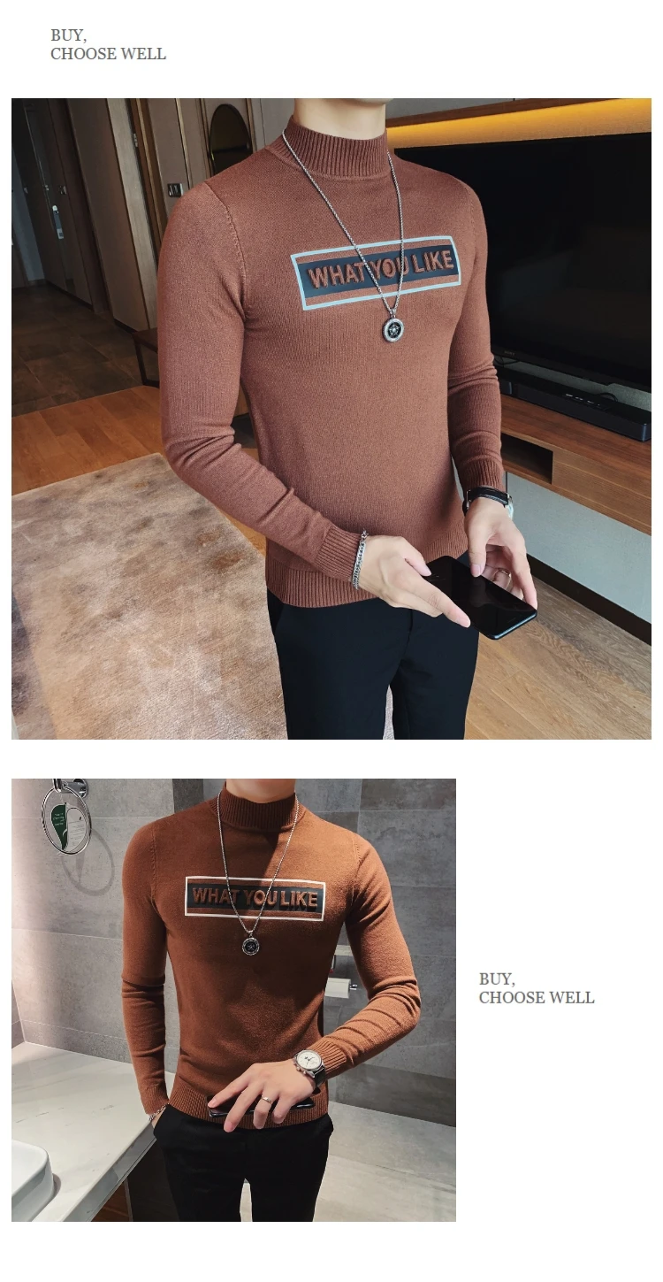 Высокое качество Pull Homme модные уличные свитера мужские универсальные повседневные водолазки с тиснением и надписью мужские пуловеры 3XL-M