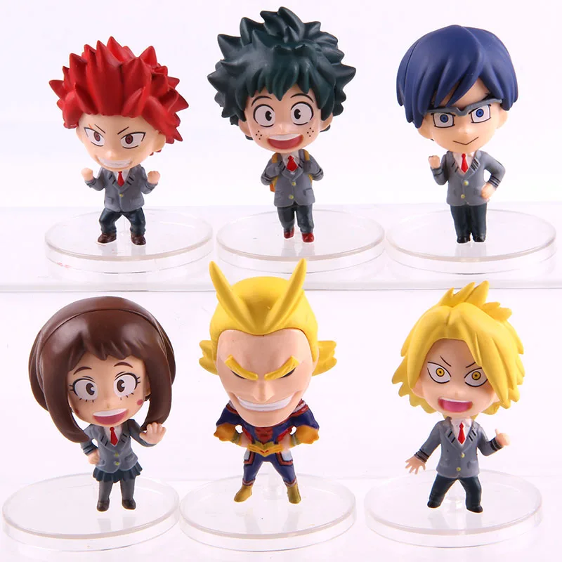 C no colorful box Мой герой Академии Izuku Midoriya Bakugou Katsuki Todoroki шото Ochaco Uraraka версии ПВХ Фигурки Коллекционная 6 шт./компл - Цвет: C no colorful box