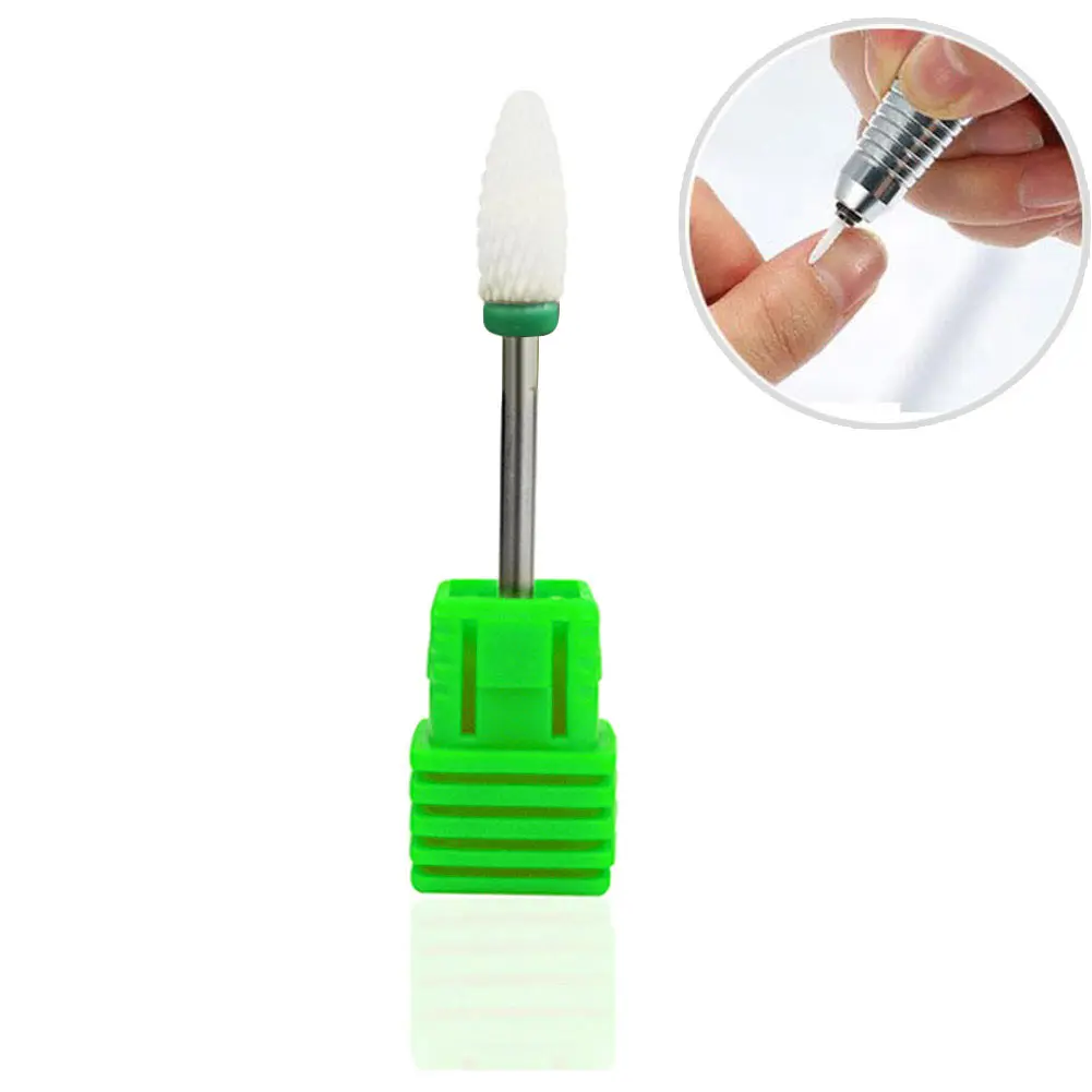 New Nail Art Drill Bit Ceramic Nozzle Remove Acrylic Polish Mill Cutters For Electric Drills Manicure Machine Accessories SCI88 - Цвет: Зеленый