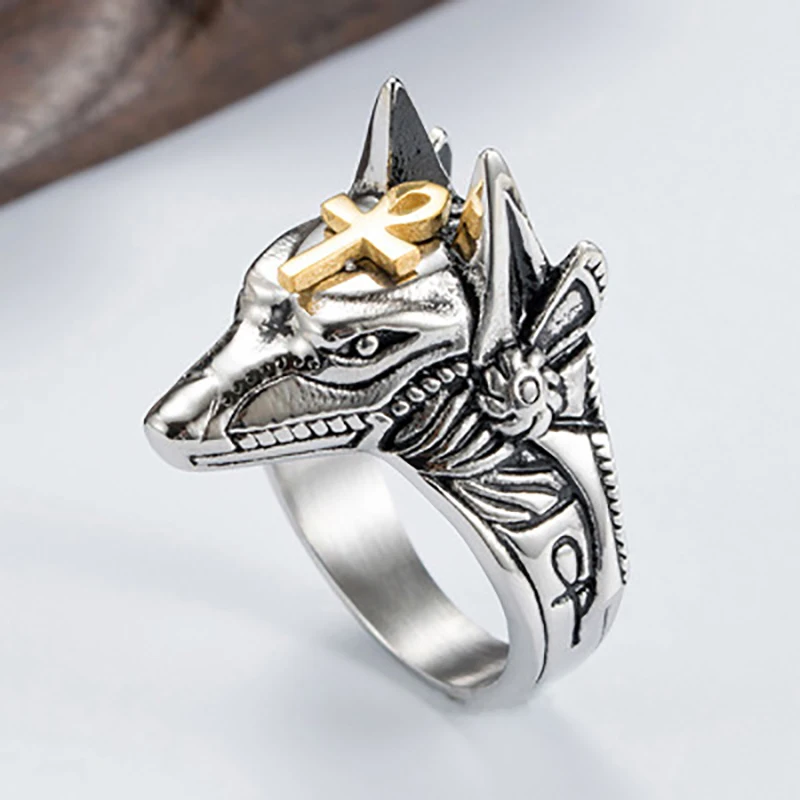 Anillo de defensa personal para hombres y mujeres, sortija de protección de supervivencia de acero inoxidable, estilo Retro Wolf