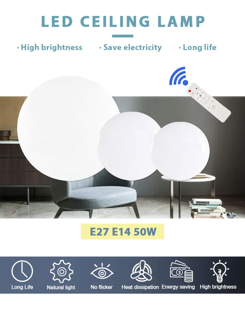 Modern LED Ceiling Light 36W 48W Fixture led Lamp Surface Mounted led ceiling light Remote Control Living Room Bedroom Bathroom