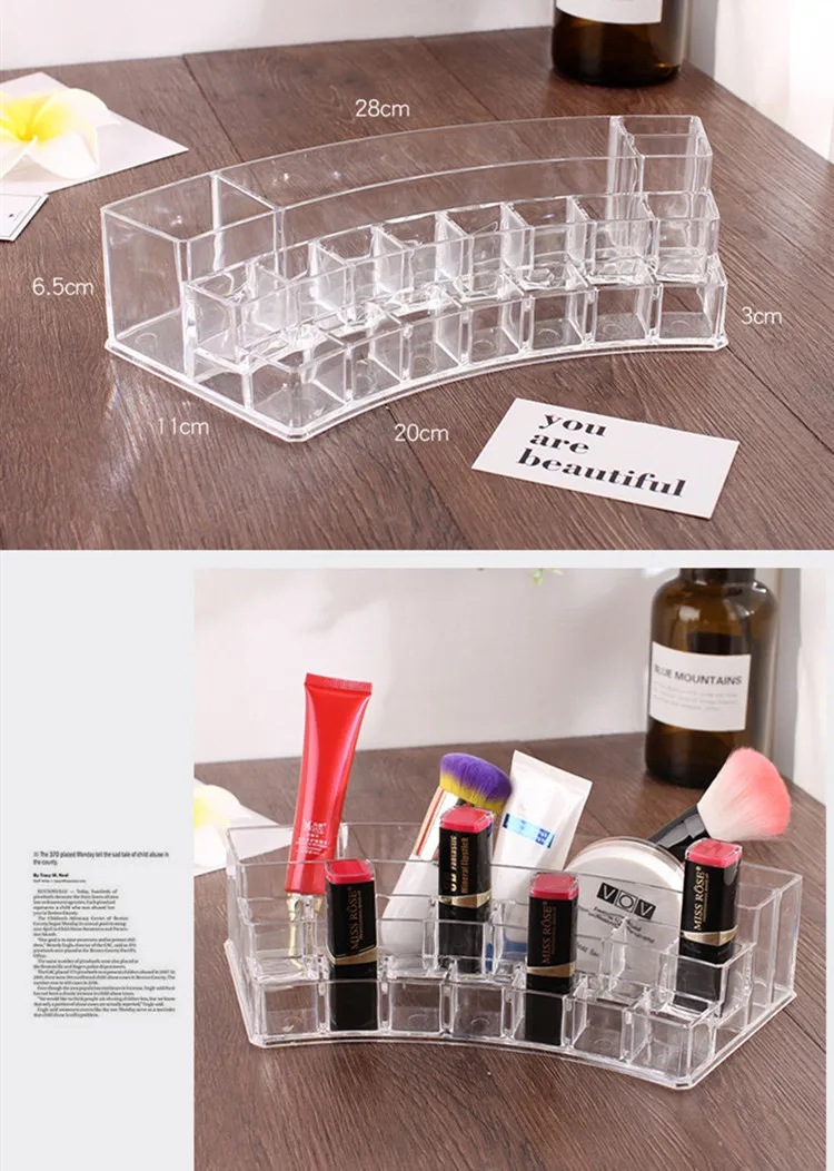 Acrylic Cosmetics Organizer Cotton Pads Container Storage Box For Makeup Acryl Multifunctional Lipstick Organizer (11)