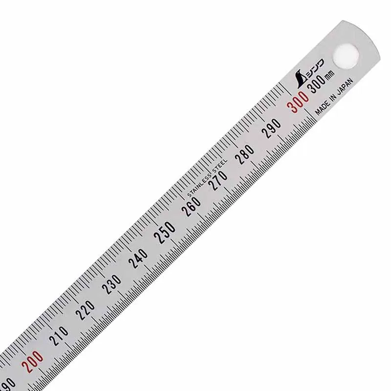 신와 펭귄 30cm 좁은 자, 유연한 스테인리스 스틸 자, 하드 크롬 마감, 13250 곡면 길이 측정, 1개