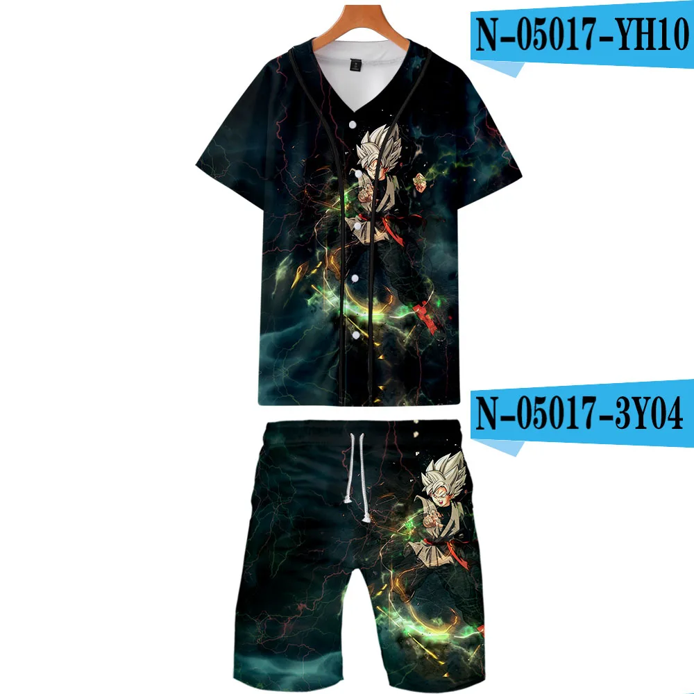 Dragon Ball 3D Printed Two Piece Set Fashion Summer Baseball T-shirts+Beach Shorts Hot Sale Casual Streetwear Clothes - Цвет: Белый