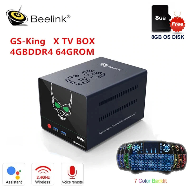 Beelink GS - KING X Android 9.0 телевизионный проигрыватель &quotS922X H смарт 4GB DDR4 64GB ROM DUBI Audio DTS&quot