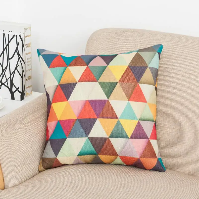 45x45 cm Nordic Geometric Grid Sofa Cushions Cover Linen Cotton Throw Pillows Covers Home Decoration Cushion Case for Bed Sofa