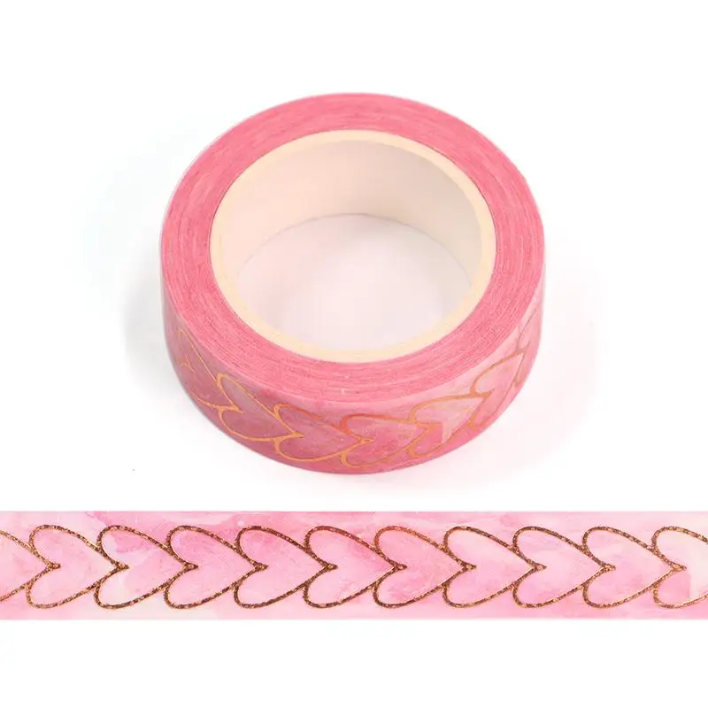 INNSPIRO Cinta masking tape Washi corazon rosa 15 mm x 10 m Serie Floral 