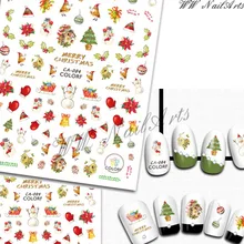 10Pcs Winter Christmas Nail Art Decoration Sticker Embossed Charms Snowflakes Christmas Nail Stickers With Glitter Manicure