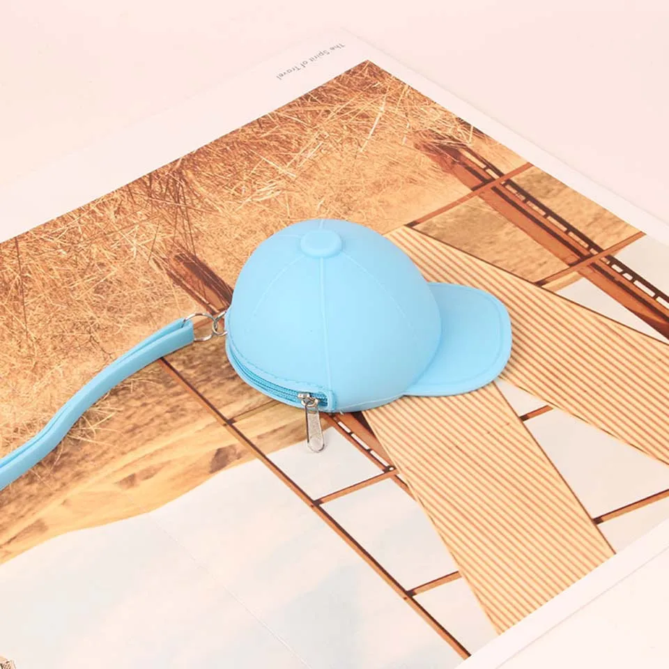 skyblue Силиконовый кошелек Милая шапка детская сумка для ключей Женский мини-кошелек на молнии креативный кошелек на молнии с рисунком - Цвет: skyblue