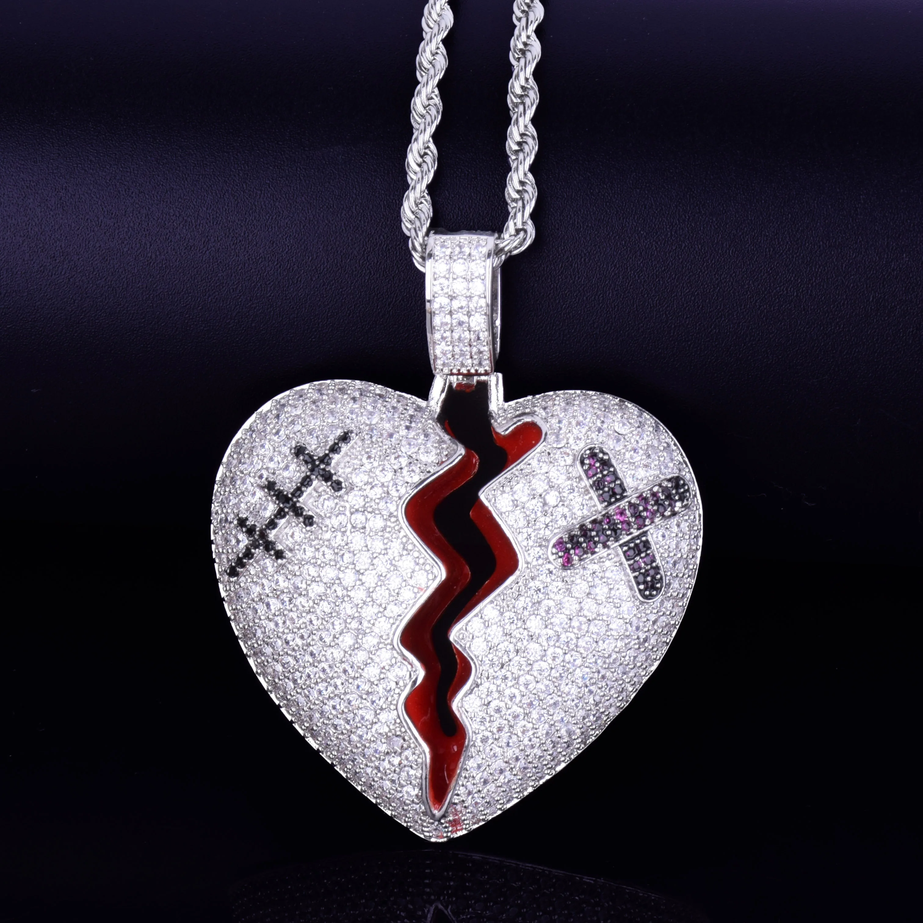 Broken Heart Necklace Pendant | Cubic Zircon Pendant