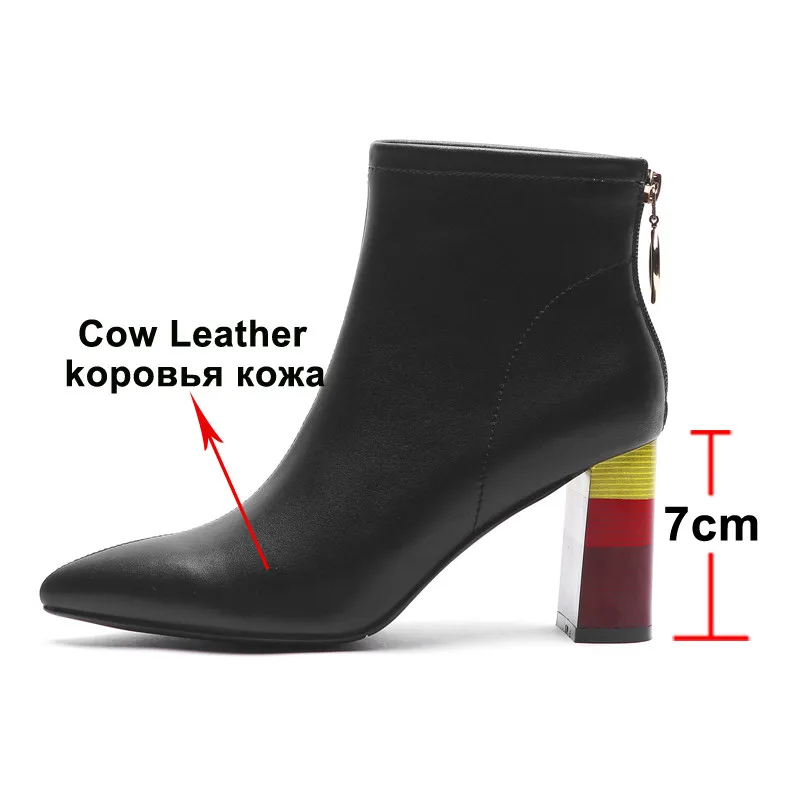 ANNYMOLIWinter/ботильоны; женские полусапожки из натуральной кожи на высоком блочном каблуке; обувь на очень высоком каблуке на молнии; женская зимняя обувь; размеры 34-42