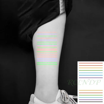 

Waterproof Temporary Luminous Tattoo Sticker Straight Line Color Beeline Flash Tatoo Fake Tatto for Kids Women Men