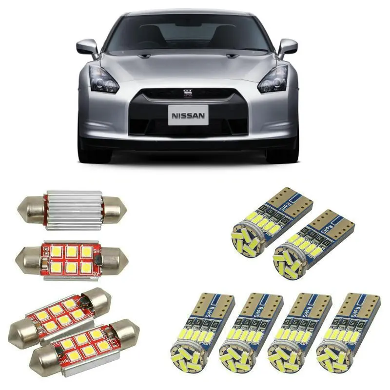 Interior led Car lights For Nissan GTR R35 coupe v6 Juke f15 hatchback bulbs for cars License Plate Light 6pc | Автомобили и