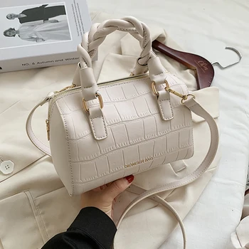 

White Boston Handbags For Women 2020 Trend Luxury Designer PU Leather Shoulder Crossbody Bags Elegant Lady's Branded Hand Bag
