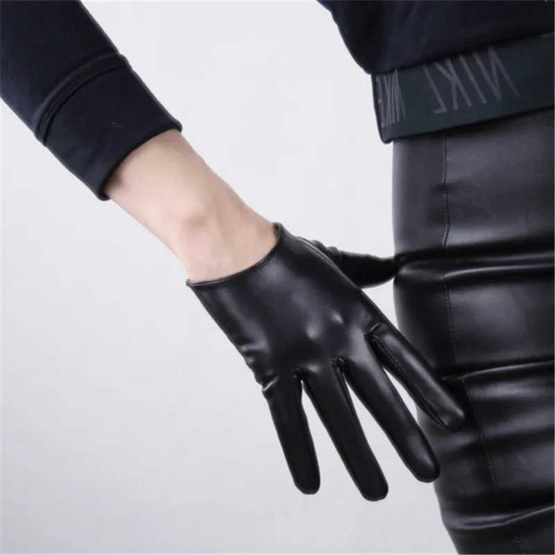 black touch 16 см кожаные перчатки для сенсорного экрана ультракороткие кожаные перчатки из овчины, зеркальные Яркие Кожаные темно-коричневые кофейные женские PU102-16 - Цвет: black touch