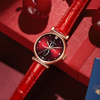 

CADISEN 2020 New Fashion Brand Luxury Watches For Women 18K Gold Red Quartz Wrist Watch Gift For Women Watch Relogio Feminino