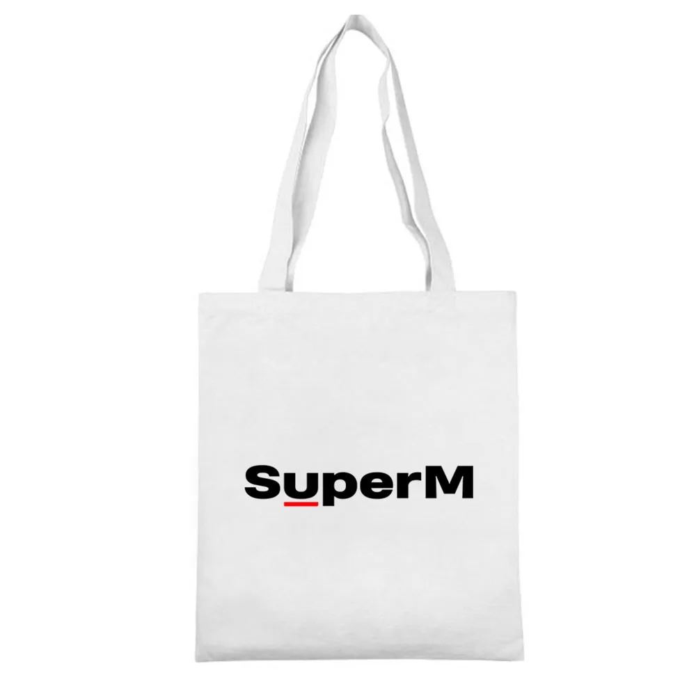 White-3 Kpop SuperM Холщовая Сумка на плечо с принтом, сумки для покупок, модная сумка K-pop SuperM, сумки для хранения, Эко сумка, коллекция болельщиков, подарки - Цвет: White-3