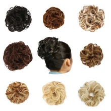 Бесплатно Beuaty синтетический кудрявый шиньон Омбре черный блонд Дун коричневый для женщин пончик булочки для волос зажим для косичек в Chignons термостойкие