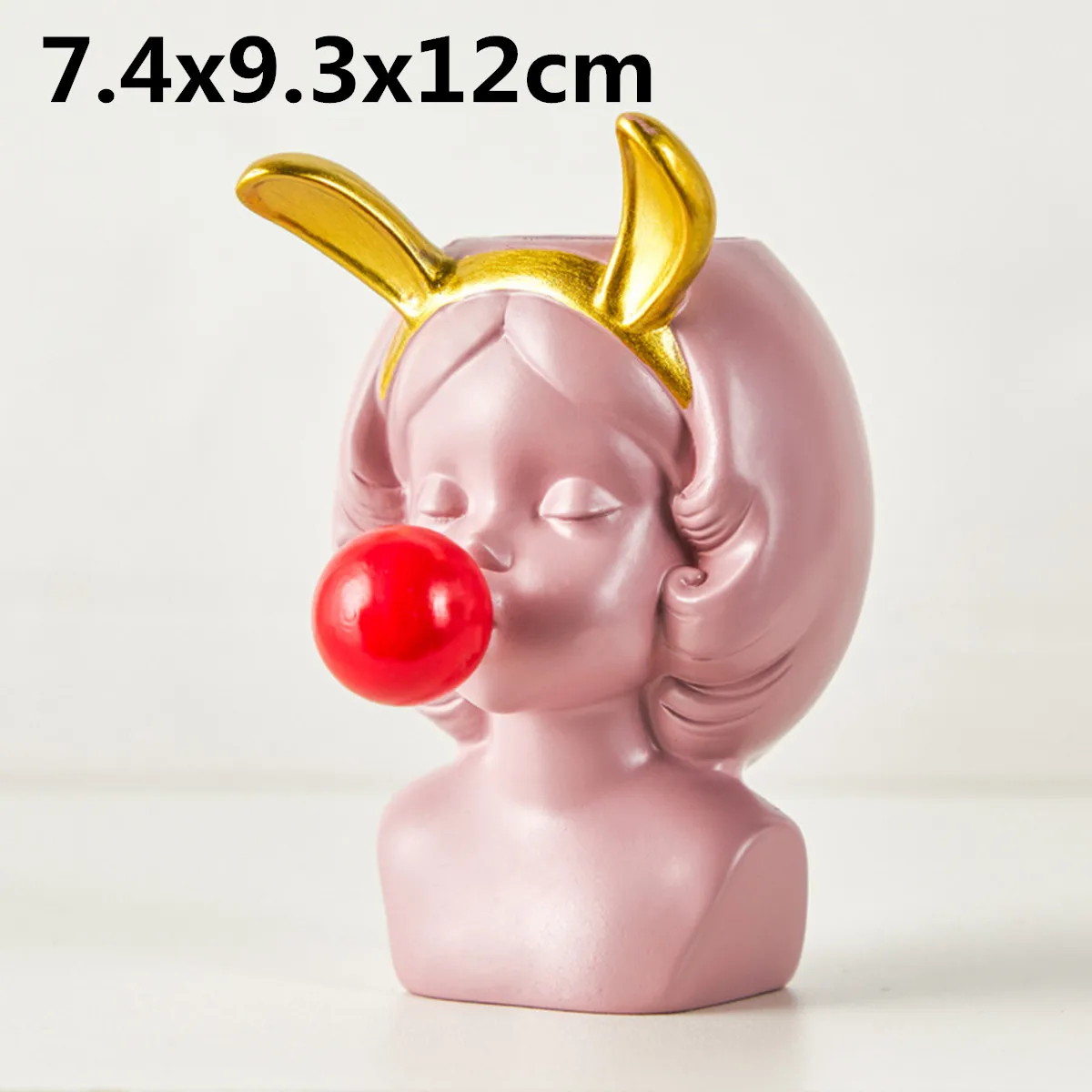 S Pink Rabbit CreativeNordic Style Resin Vase Cute Girl Bubble Gum Decorative Flower Pot Modern Lovely Art Decoration Flower Arrangement - Цвет: S Pink Rabbit