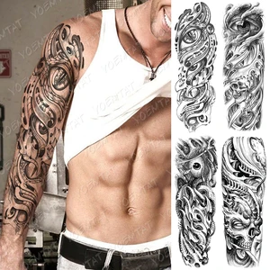 Large Arm Sleeve Tattoo Mechanical Gear Bionic Waterproof Temporary Tatto Sticker Eye Body Art Full Fake Tatoo Women Men