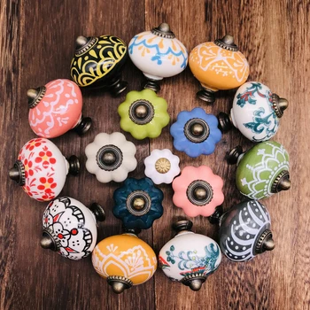 Colorful Ceramic Cabinet Handles 25 40mm American style Kitchen Cupboard Door Pulls Drawer Knobs Single Furniture Hardware