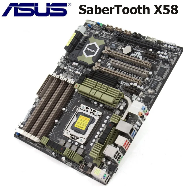 Материнская плата ASUS SaberTooth X58 LGA 1366 DDR3 Intel X58 Core i7 Extreme/Core i7 24 ГБ X58 USB3.0 оригинальная материнская плата для настольных ПК