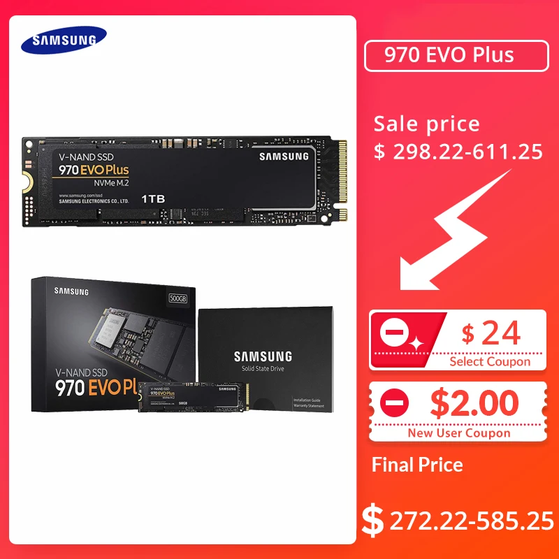 samsung 970 EVO Plus внутренний SSD 500 ГБ 1 ТБ 2 ТБ PCIe Gen 3,0x4 NVMe 1,3 Интерфейс Max Скорость 3500 МБ/с. твердотельный накопитель