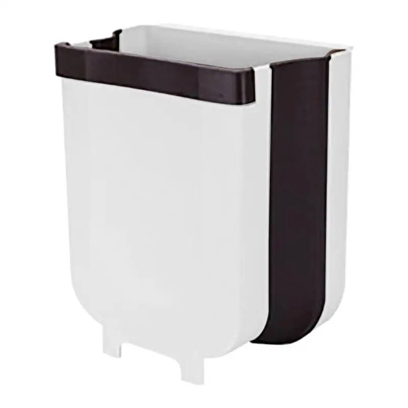 New Folding Waste Bin Kitchen Cabinet Door Hanging Trash Bin Trash Can Wall Mounted Trashcan for Bathroom Toilet Waste Storage