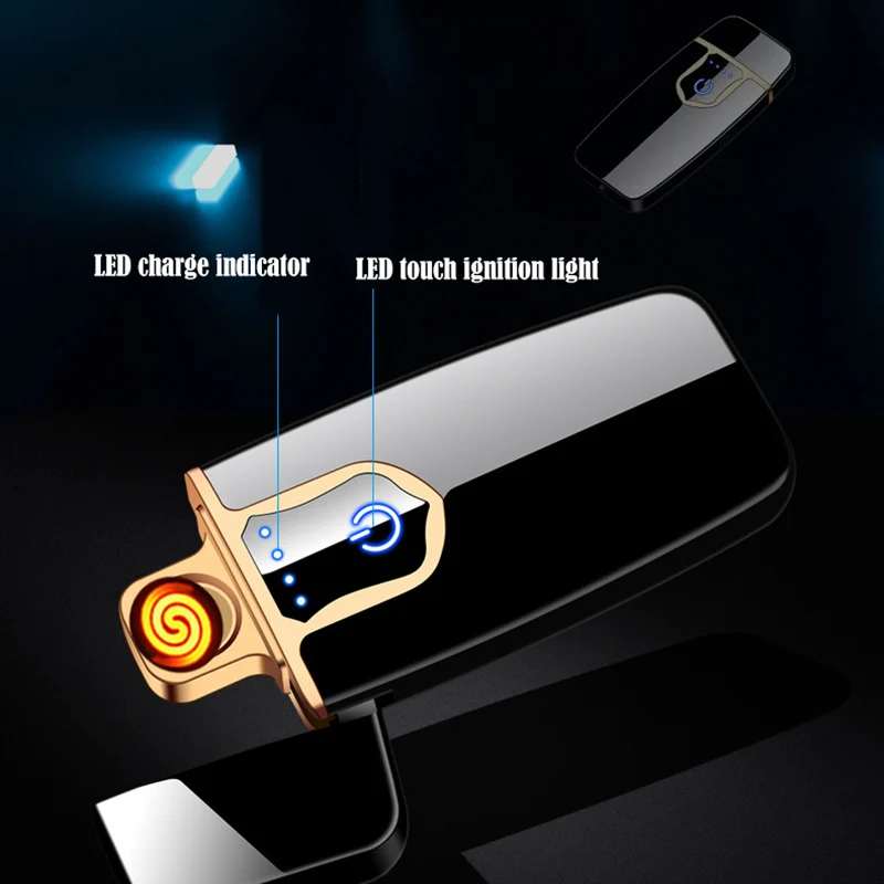 Сенсорная Индукционная зажигалка с зажиганием USB ветрозащитная беспламенная