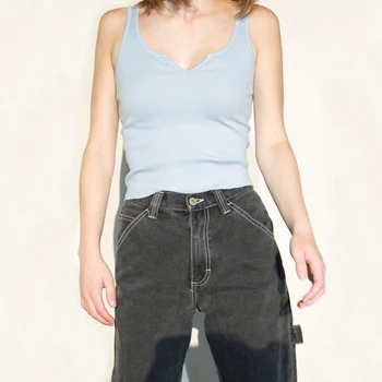 

Women Notch Neck Ribbed Tank Cotton Tank