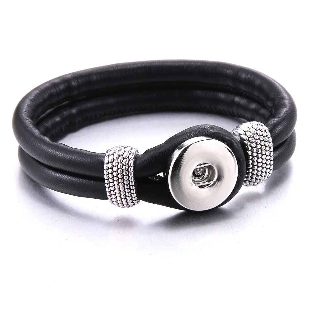 New Snap Jewelry Handmade Braided Leather Snap Button Bracelet Bangles Fit 18mm Snaps Buttons Charms Bracelet For Women bracelet jewelry leather bracelets