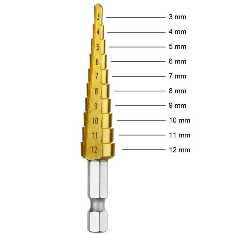 3pcs HSS Step Drill Bit Titanium Cobalt Hole Cone Cutter with Center Punch BU 3pcs HSS Step Drill Bit Titanium Cobalt Hole Cone Cutter with Center Punch BU