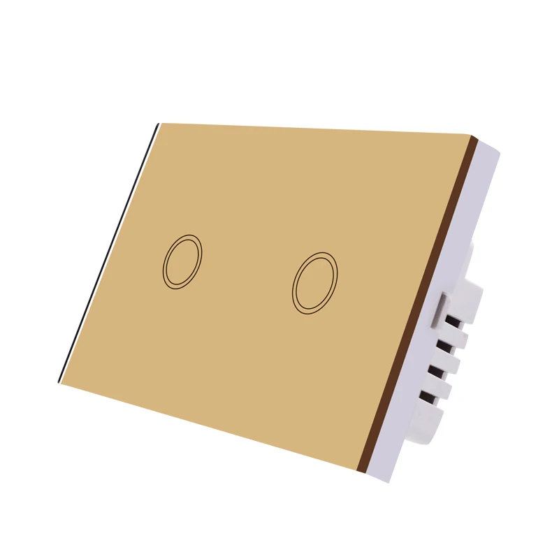 wifi 2 gang gold Настенный светильник Wi-Fi 120 тип сенсорный экран переключатель стандарт США Белое стекло умный переключатель 110-240 в светильник датчик водонепроницаемый переключатель - Цвет: wifi 2 gang gold