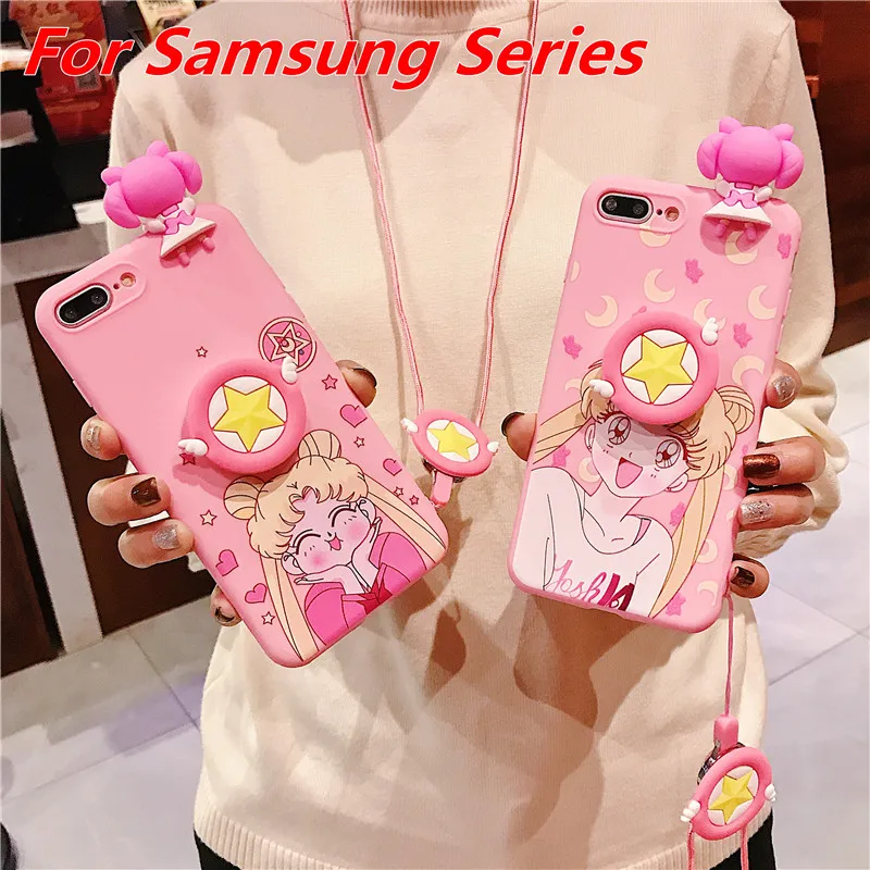 Милый чехол с 3d рисунком Сейлор Мун для Samsung Galaxy S20 Ultra S9 S8 S10 Note 9 10 Plus A50 A51 A70 A71 A7 2018