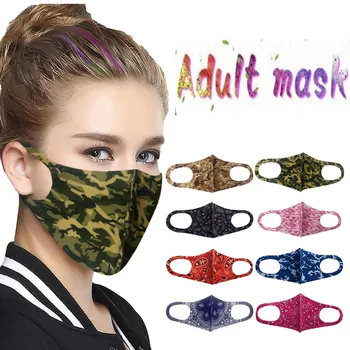 

Adult Black Comfortable Mask soft Multi-Color Printed Ice Silk Protective Mask Washable To Prevent Haze Mascarillas