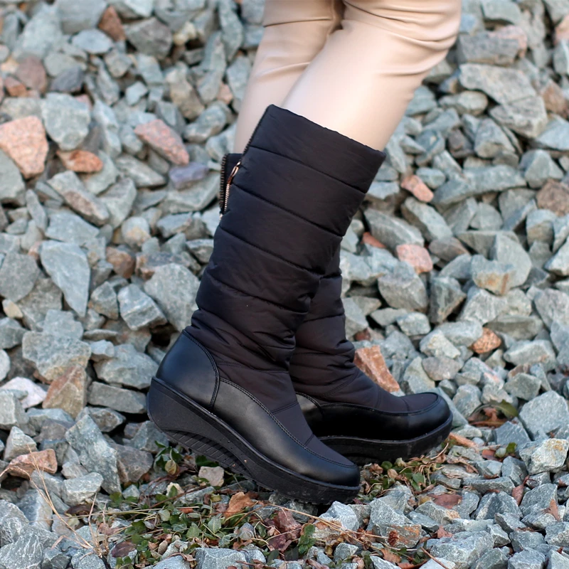 FEDONAS New Tassels Women Winter Warm Snow Boots Wedges High Heels Knee High Boots Female Long Platforms Shoes Woman