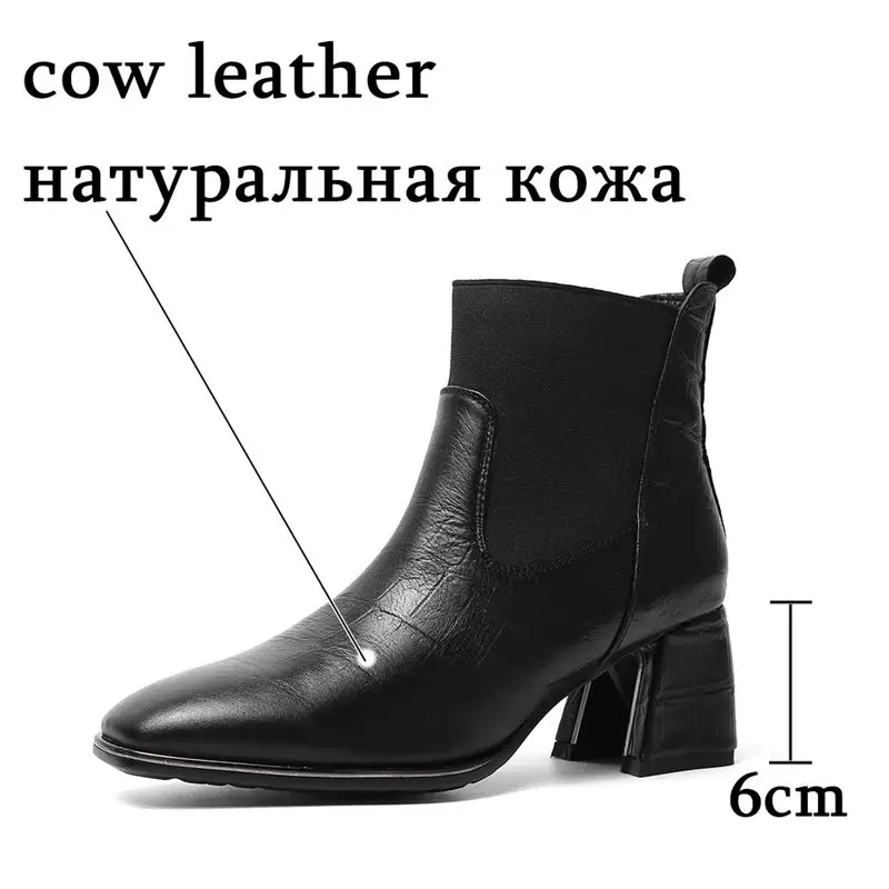 ALLBITEFO hot sale genuine leather women boots Pure color comfortable ankle boots Autumn Winter simple style fashion boots