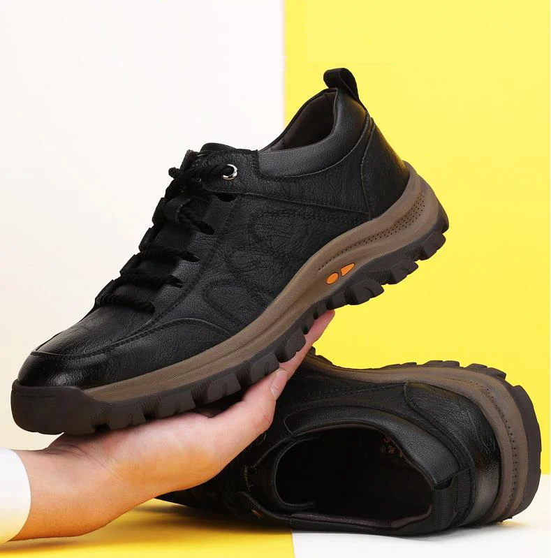 Brand New Men Casual Shoes Spring Split Leather Thick Buttom Wear-resistant Shoes British Style Men's Fashion Sneaker Shoe