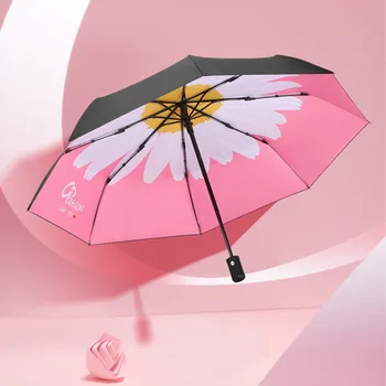 

Umbrella Rain Woman Three-folding Print Sunny and Rainy Umbrella Parasol 2020 New