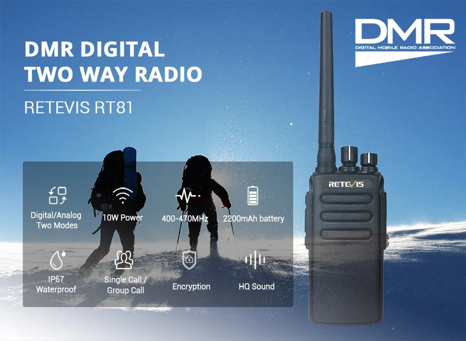 Мощный DMR радио Retevis RT81 цифровая рация Водонепроницаемый IP67 UHF VOX зашифрованный дальний двухсторонний радио Охота/страйкбол