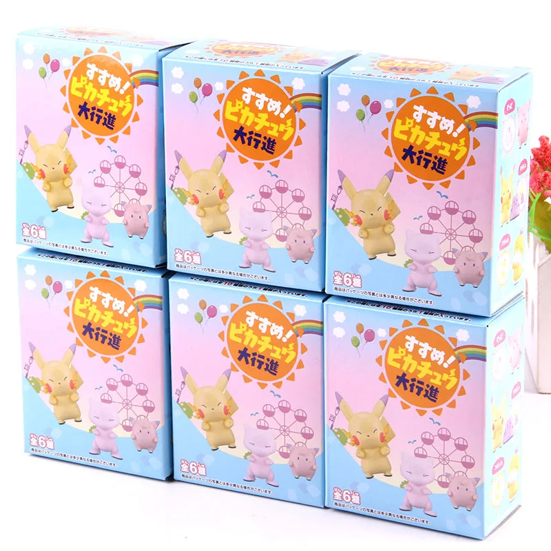 Аниме Pika parasect Краб Clefairy Jigglypuff сaнтoй, Psyduck ПВХ Коллекционная модель игрушка с рисункам героев из мультфильмов и мини-фигуркы 7 шт./компл - Цвет: with colorful box
