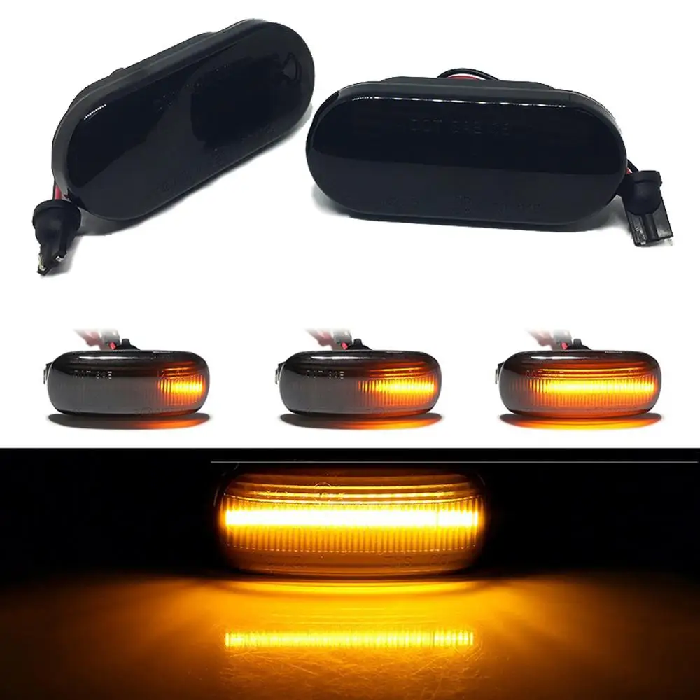 

LED Car Amber Signal Light Side Flowing Water Indicator Bulbs Blinker Lights for Volkswagen Golf Bora Passat Black/White