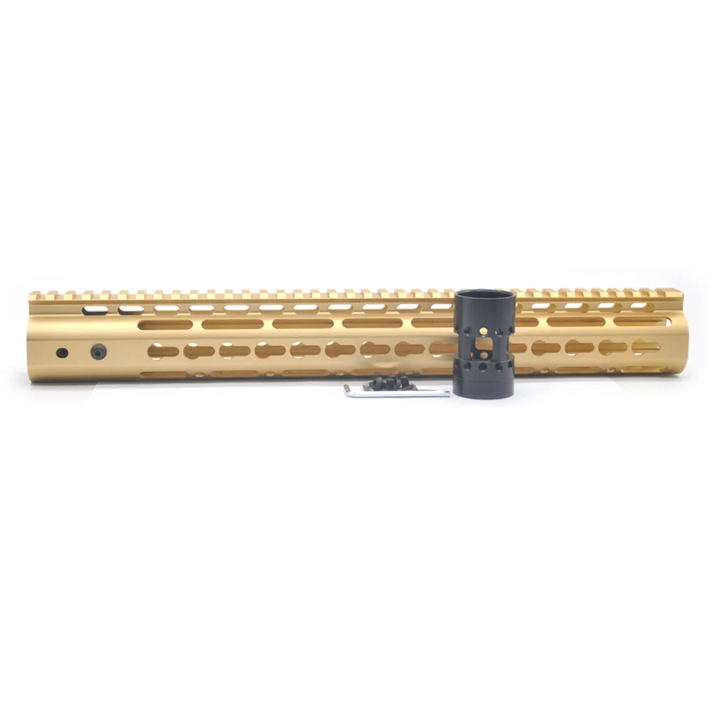 Aplus 15 ''дюймовый Keymod Handguard Rail Сверхлегкий поплавковая система крепления подходит. 223/5. 56/AR-15_Luxury золото Unqiue цвет