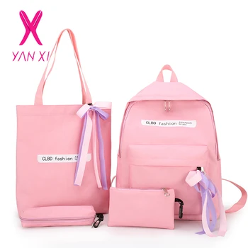 

YANXI Fashion Women Backpack Teenagers Girls Bag Oxford 4pcs Backpack Set Shoulder Bag Backpacks Large Capacity Feminin Pack