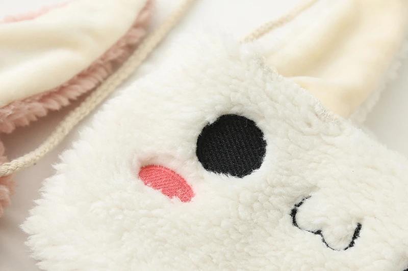 Осень Зима Kawaii кроличьи уши плюшевая Короткая Толстовка женская с длинным рукавом Толстая овечья шерсть Повседневная теплая толстовка сумка через плечо